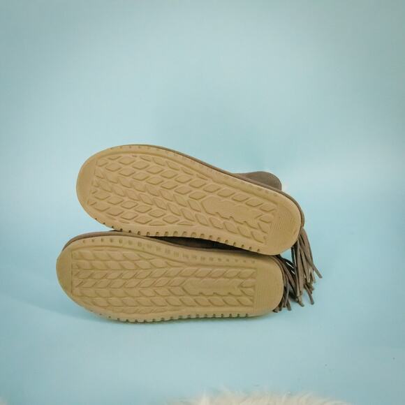 Ugg Koolaburra Size 8 Jaelyn Cinder Mini Low Shearling Tassel Suede Boots - Picture 6 of 7